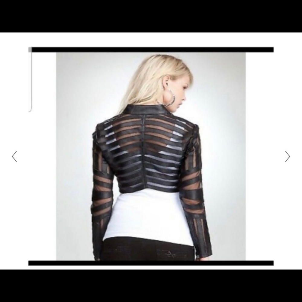 BEBE leather & mesh crop  jacket‼️‼️